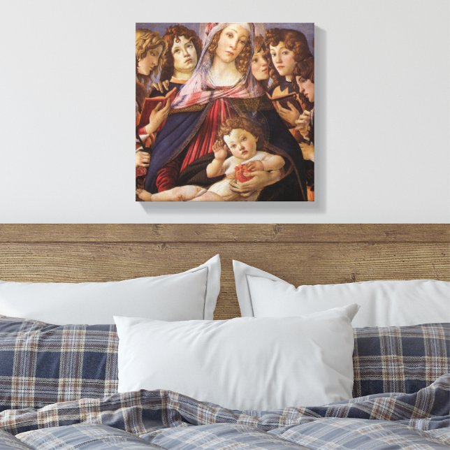 Madonna and Child with Angels by Sandro Botticelli Canvas Print (Insitu(Bedroom))