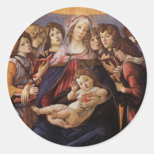 Madonna and Child with Angels by Sandro Botticelli Classic Round Sticker