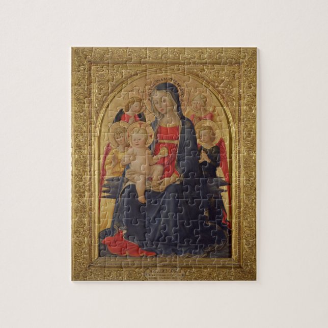 Madonna and Child with Angels, c.1467 (oil on pane Jigsaw Puzzle (Vertical)