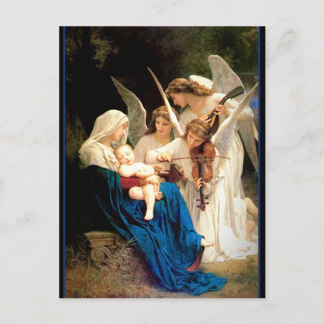 Madonna and Child with Angels Christmas Postcard (Front)
