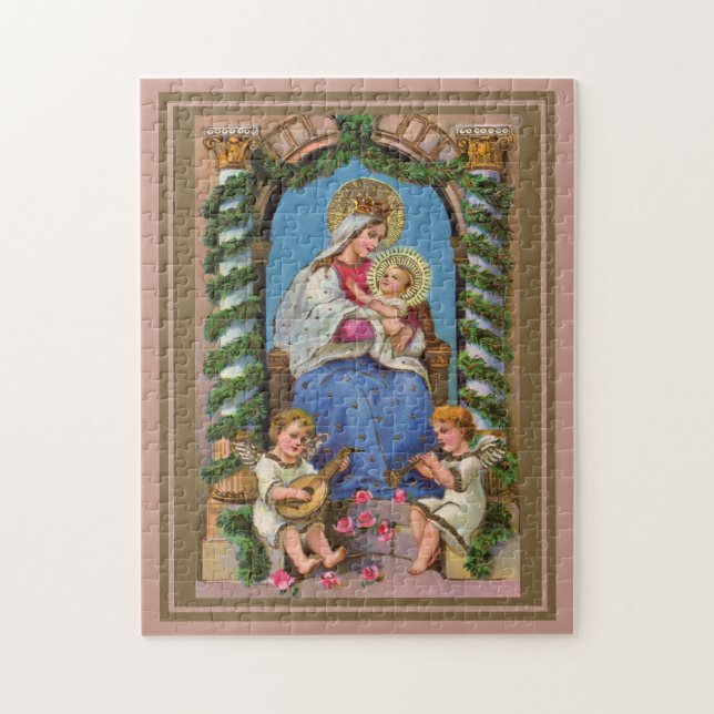 Madonna And Child With Angels Jigsaw Puzzle (Vertical)