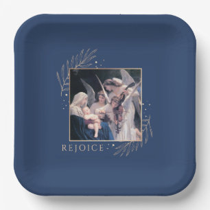 Madonna and Child with Angels Rejoice Paper Plate