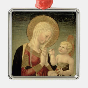 Madonna and Child with Pomegranate Metal Tree Decoration