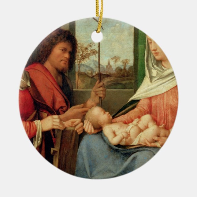 Madonna and Child with Saints 2 Ceramic Tree Decoration (Front)