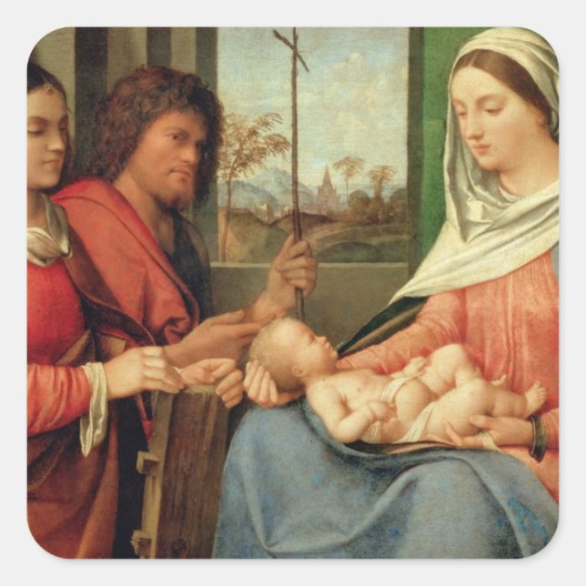 Madonna and Child with Saints 2 Square Sticker (Front)