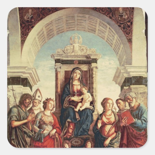 Madonna and Child with Saints Square Sticker (Front)