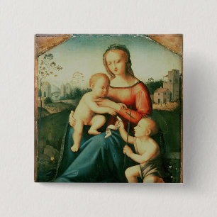 Madonna and Child with St. John the Baptist 15 Cm Square Badge
