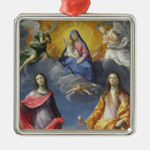 Madonna and Child with St. Lucy and Mary Magdalene Metal Tree Decoration