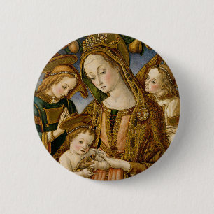 Madonna and Child with Two Angels 6 Cm Round Badge