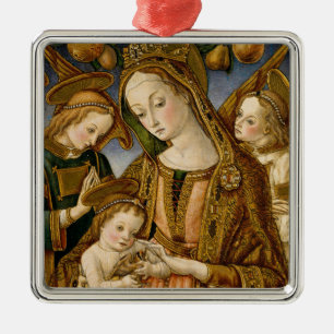 Madonna and Child with Two Angels Metal Tree Decoration