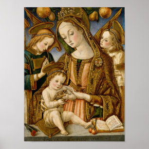 Madonna and Child with Two Angels Poster