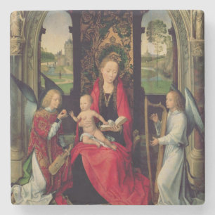 Madonna and Child with two Angels Stone Coaster