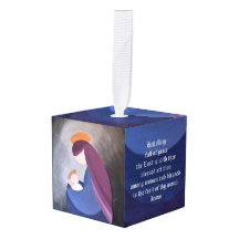 Madonna and Child Wooden Cube Ornament