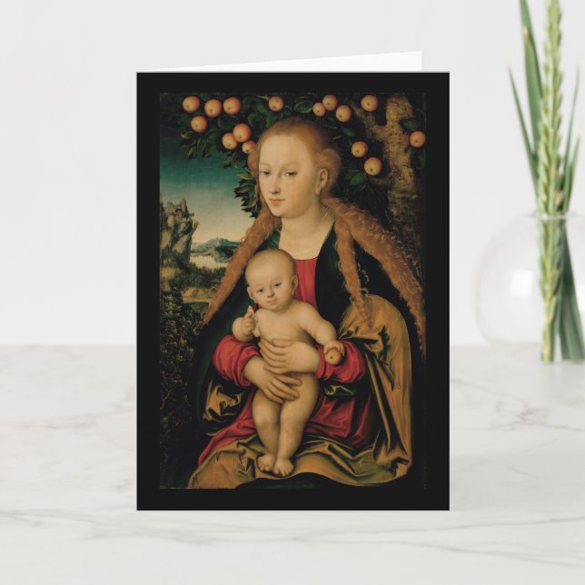Madonna and Christ Child Under Apple Tree Holiday Card (Front)