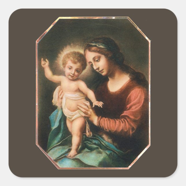 Madonna And Jesus Square Sticker (Front)