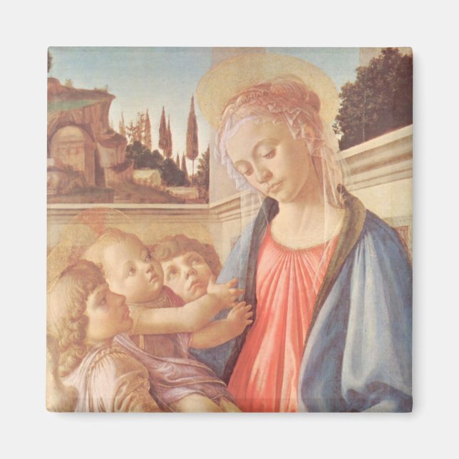 Madonna and two angels by Botticelli Magnet (Front)