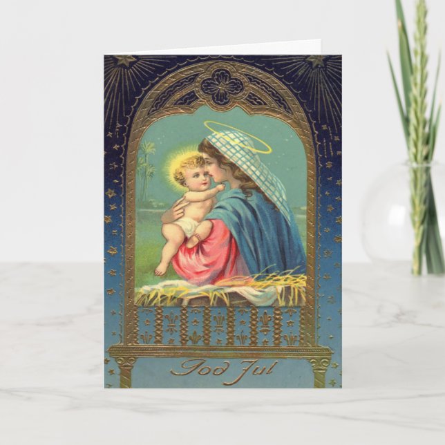 Madonna Baby Jesus Nativity Vintage Christmas Holiday Card (Front)