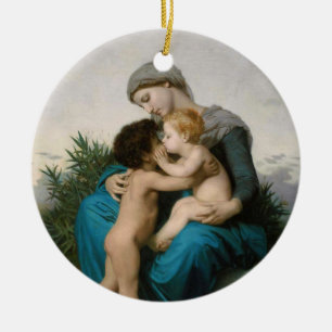 Madonna, Bouguereau, Fraternal Love, 1851 Ceramic Tree Decoration