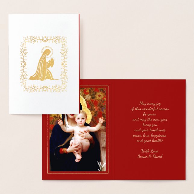 Madonna by W.Bouguereau Luxury Christmas Real Foil Card (Display)