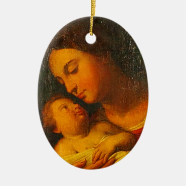 Madonna & Child - Anton Raphael Mengs Ceramic Tree Decoration (Front)