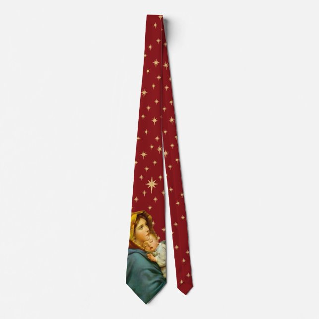 Madonna & Child Catholic Christmas Gift Tie (Front)