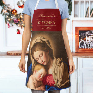 Madonna & Child Traditional Religious Christmas Apron
