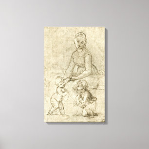 Madonna, Christ and Saint John Baptist by Rapahel Canvas Print