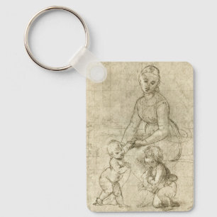 Madonna, Christ, Saint John the Baptist by Rapahel Key Ring