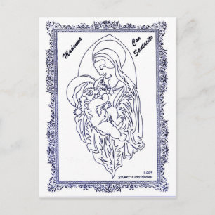 Madonna Con Santaitos Holiday Postcard