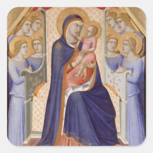 Madonna in Glory, c.1315 (tempera on panel) Square Sticker