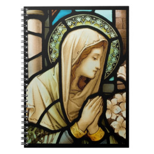 Madonna in Prayer Stained Glass Notebook