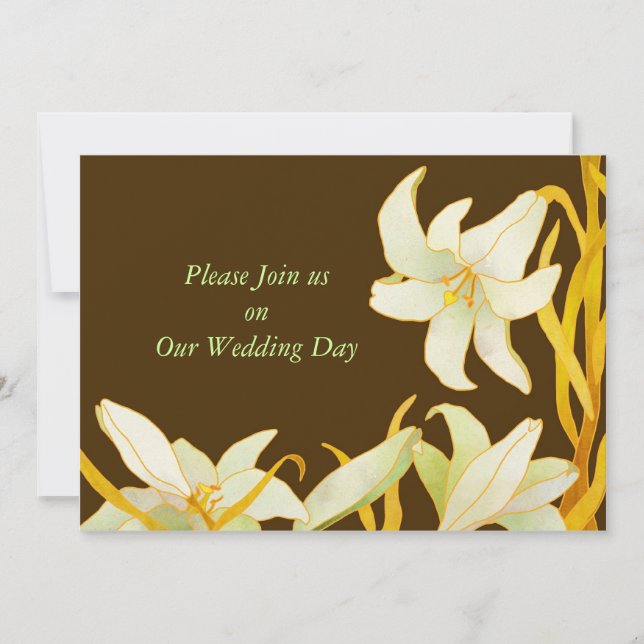 Madonna Lilies Brown Fall Wedding Invitations (Front)