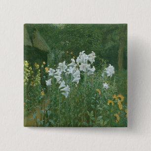 Madonna Lilies in a Garden 15 Cm Square Badge