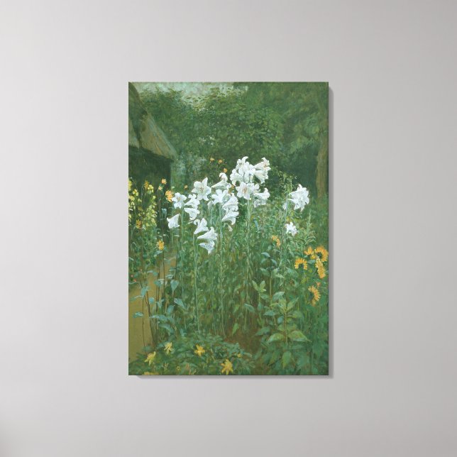 Madonna Lilies in a Garden Canvas Print (Front)