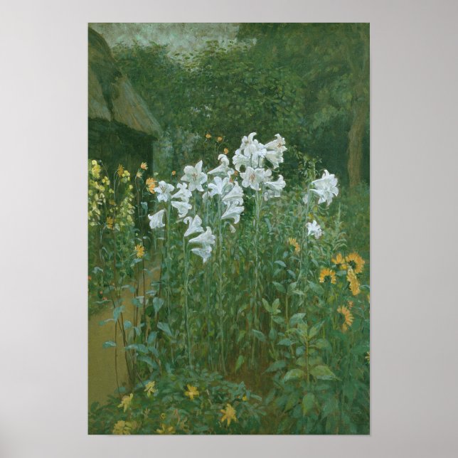 Madonna Lilies in a Garden Poster (Front)