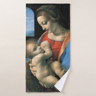 Madonna Litta, Leonardo da Vinci, 1490-1491 Bath Towel