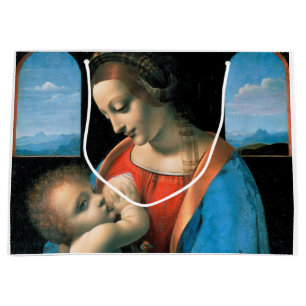 Madonna Litta, Leonardo da Vinci, 1490-1491 Large Gift Bag