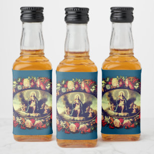 Madonna — Maria — Flower wreath — Vintage Liquor Bottle Label