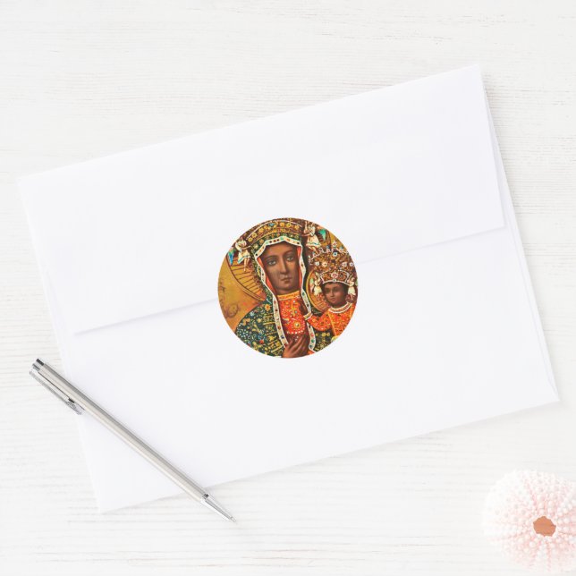 Madonna of Czestochowa Polish Catholic Mary Classic Round Sticker (Envelope)