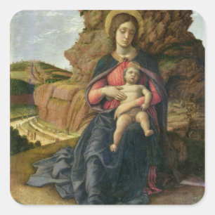 Madonna of the Cave, 1488-90 (tempera on panel) Square Sticker