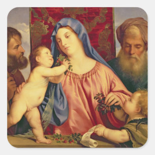 Madonna of the Cherries with Joseph Square Sticker