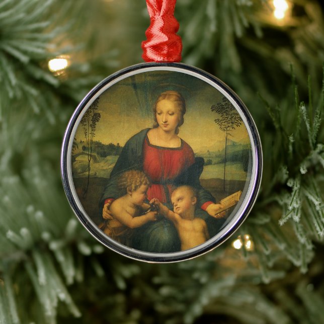 Madonna of the Goldfinch by Raphael Sanzio Metal Tree Decoration (Tree)