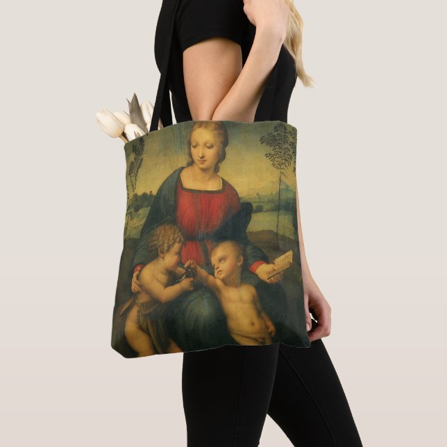 Madonna of the Goldfinch by Raphael Sanzio Tote Bag (Close Up)