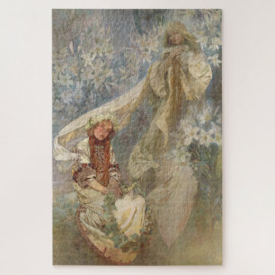 Madonna of the Lilies by Alphonse Mucha Jigsaw Puzzle