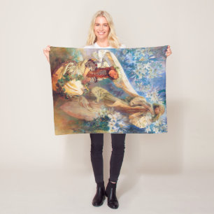 Madonna of the Lily, Mucha Fleece Blanket