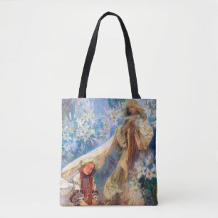 Madonna of the Lily, Mucha Tote Bag