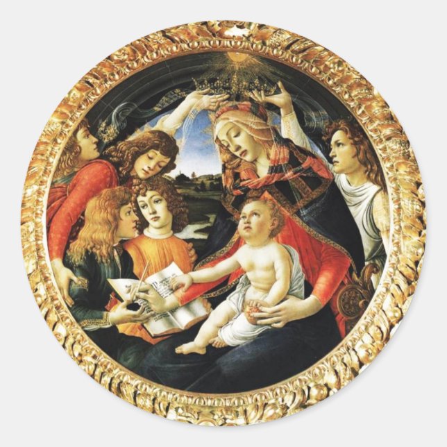 Madonna of the Magnificat Classic Round Sticker (Front)