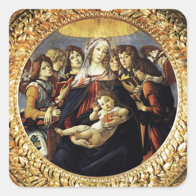 Madonna of the Pomegranate Square Square Sticker (Front)