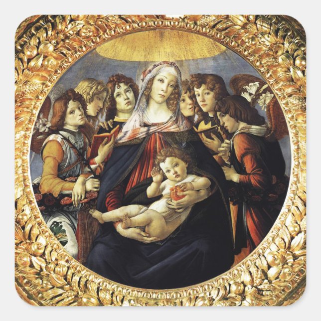 Madonna of the Pomegranate Square Sticker (Front)