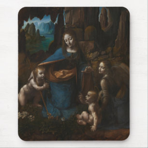Madonna of the Rocks"Virgin Mary, baby Jesus, John Mouse Pad